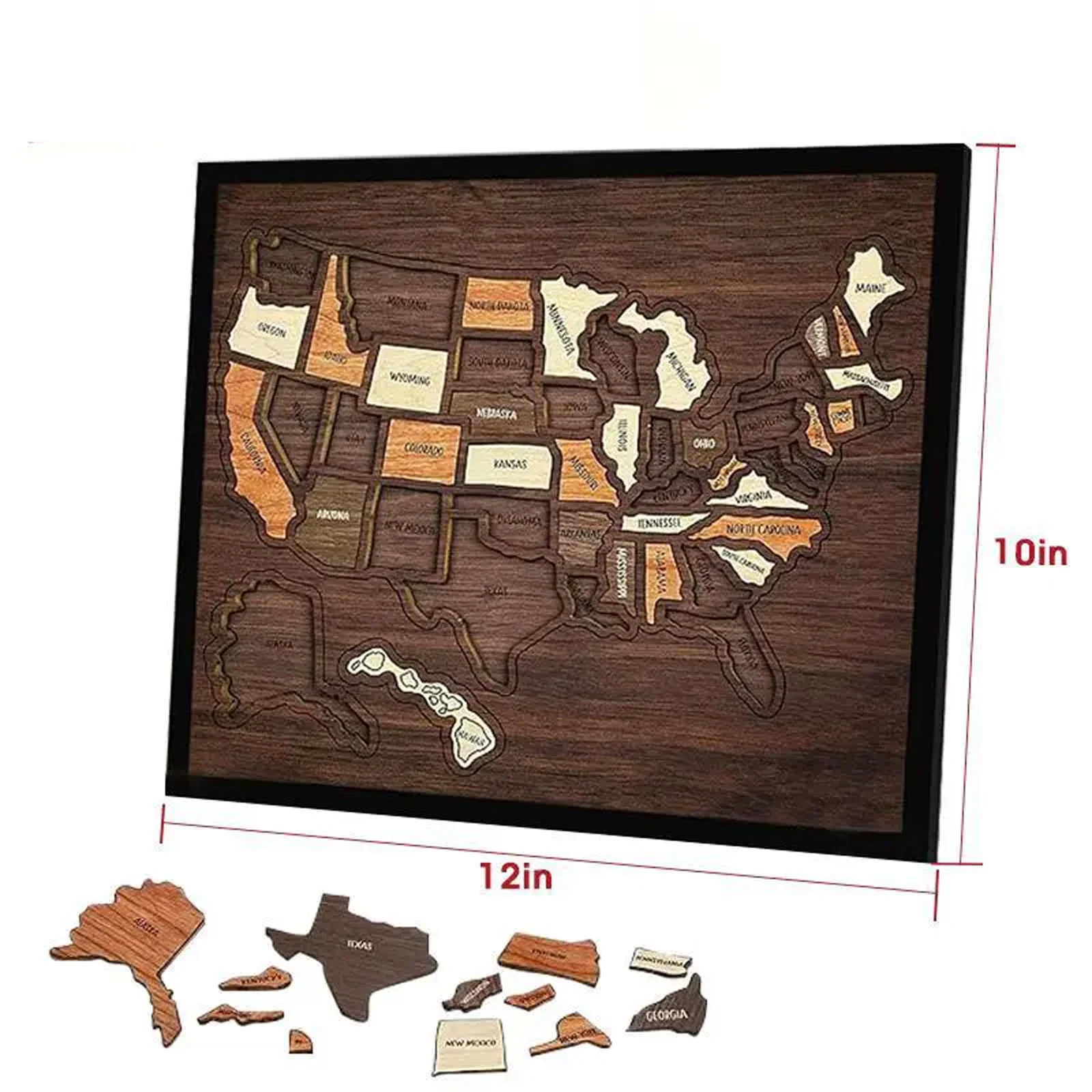 USA Travel Map, Wooden USA Map Puzzle, Perfect Wooden USA Wall Art
