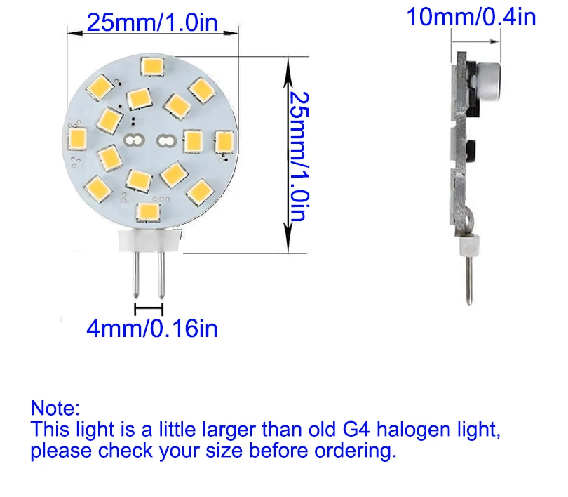 AC DC 12V 3W G4 LED Lamp Bulb Equivalent to 20W T3 JC Type Bi-Pin 2700K for Ceiling Lights RV Boats Outdoor Landscape Lighting
