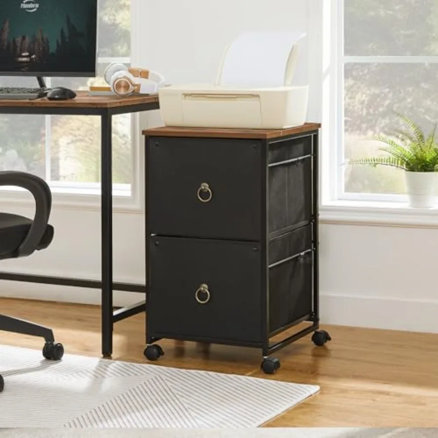 2 Drawer Mobile File Cabinet, Rolling Printer Stand, Vertical Filing Cabinet, Office Drawers, Filing Cart for Home Office, A4/L