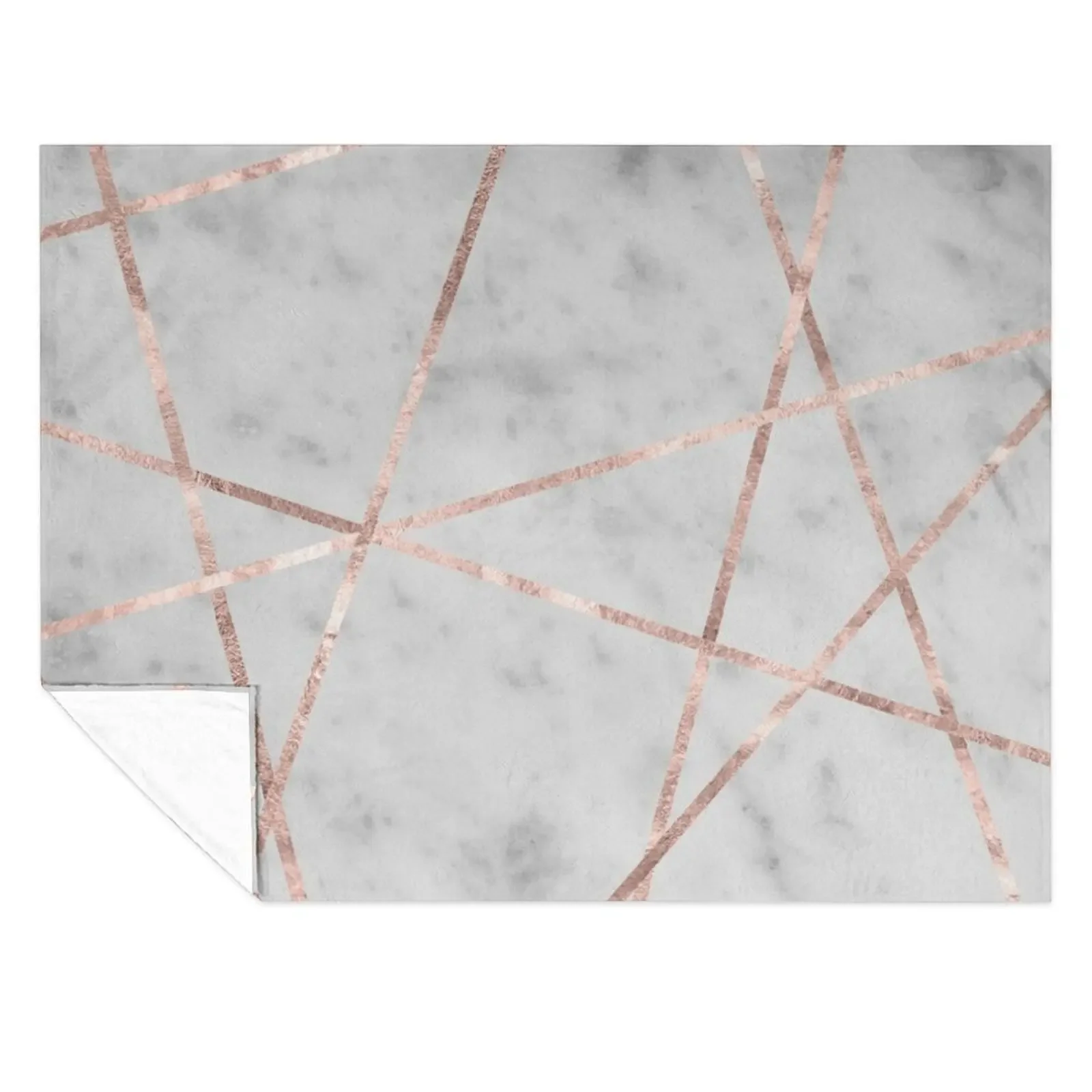 

White Marble Rose Gold Geo Glam #2 #geo #decor #art Throw Blanket Giant Sofa Summer Furrys Blankets