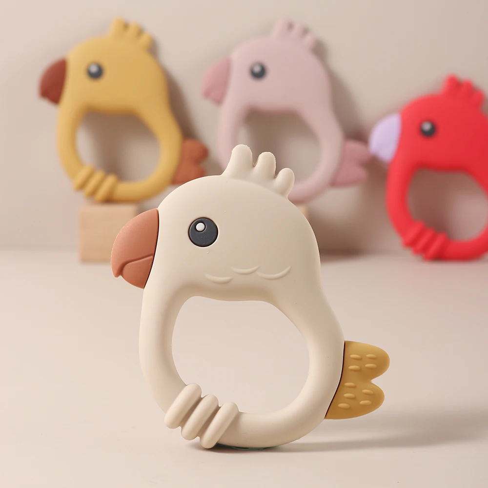 2026 New Design Colorful Parrot Teether - Food-Grade Silicone Baby Teething Toy (BPA-Free) Baby Teether