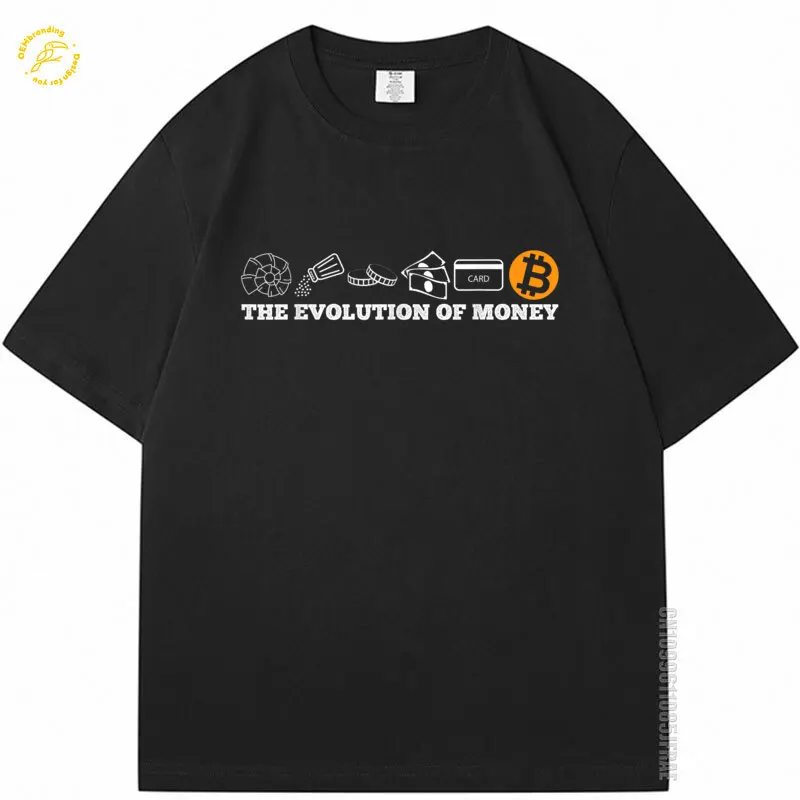 

Fun Men Tshirt The Evolution Of Money Bitcoin Btc Crypto Cryptocurrency T-Shirt Korean Popular Clothes Short Sleeve Top O Neck