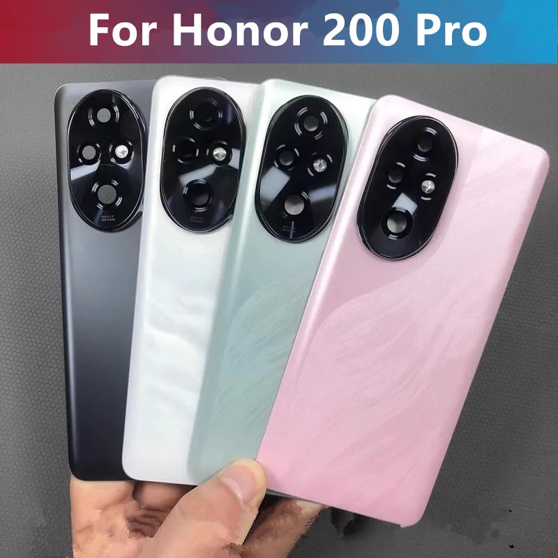 Honor200Pro 200Pro Battery Back Cover For Honor 200 Pro Rear Housing Glass Case Replace Phone Repair Spare Parts + Camera Lens