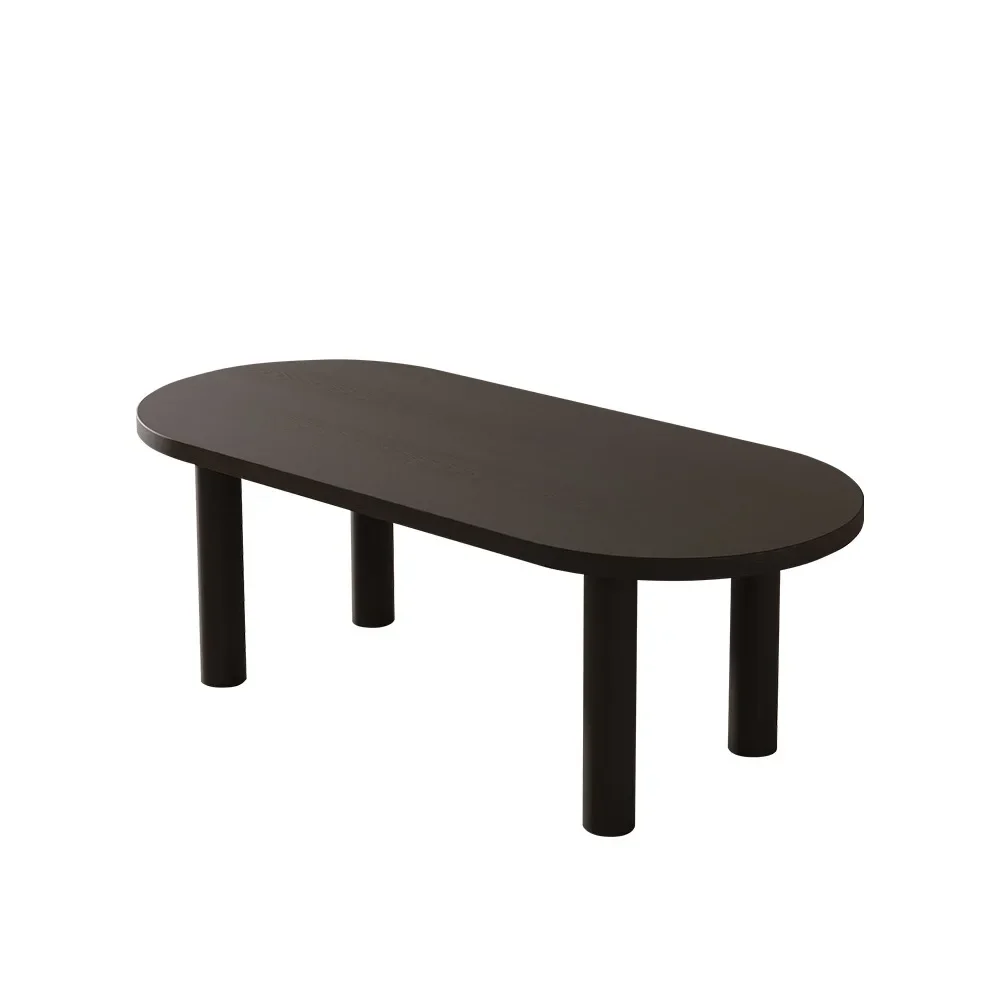 

Medieval style dining table and chair combination household full solid wood dining table small apartment oval