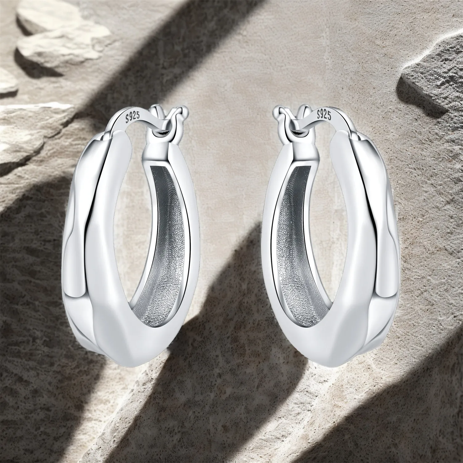 Original 925 Sterling Silber Minimalistische Flüssige Geometrische Ohrringe für Frauen Kristall-Creolen Modeschmuck Party-Geschenk – Detail 21