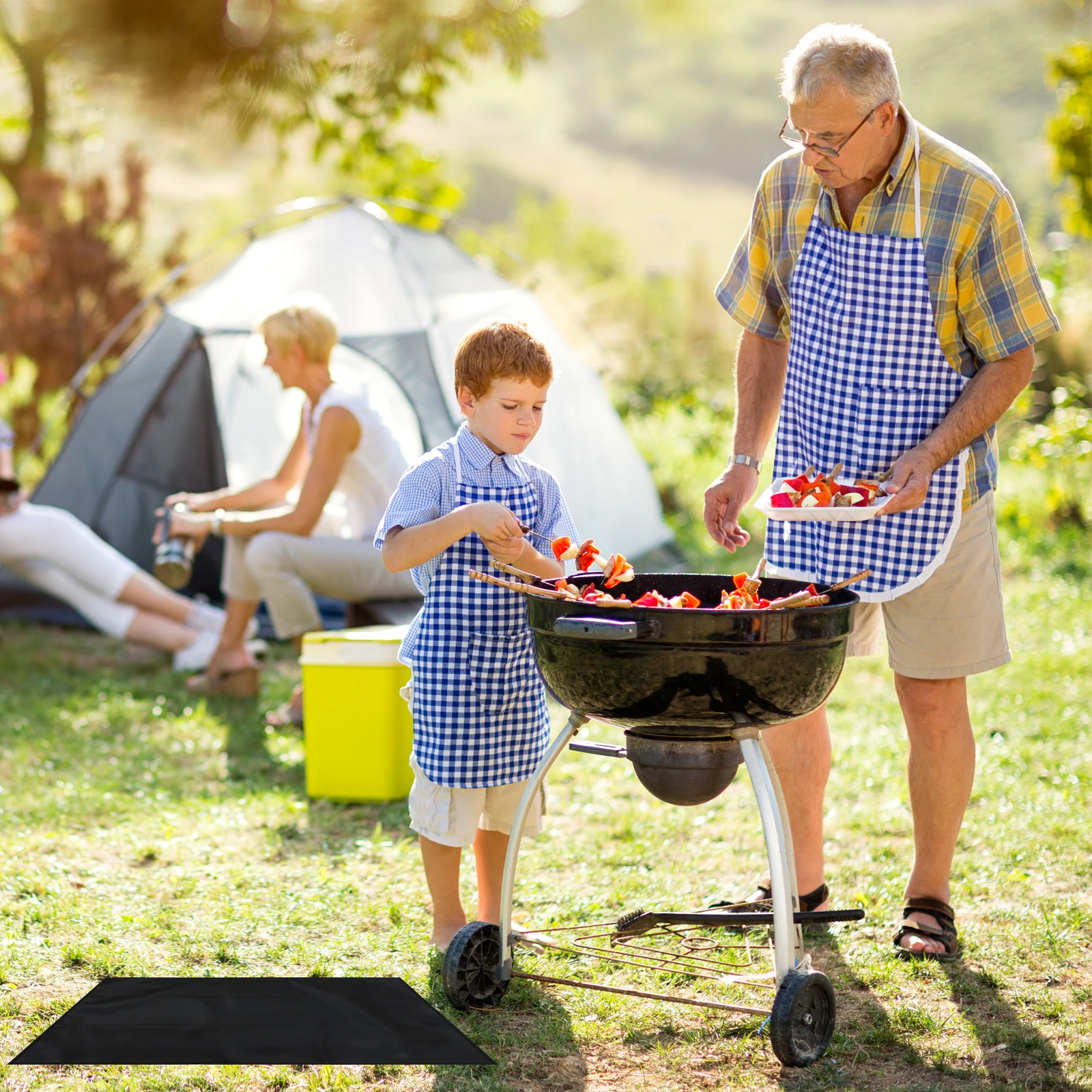 

Barbecue Grill Mat Fireproof Pad Heat Resistant Silicone Polyester Outdoor Camping Portable Fire Retardant Mat