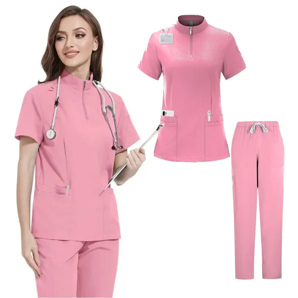 

Pet Grooming Doctor Uniforms Non-sticky Hair Nurse Clinical Uniforms Women Men Elastic Fabric Workwear Medical Clothes Scrub Set