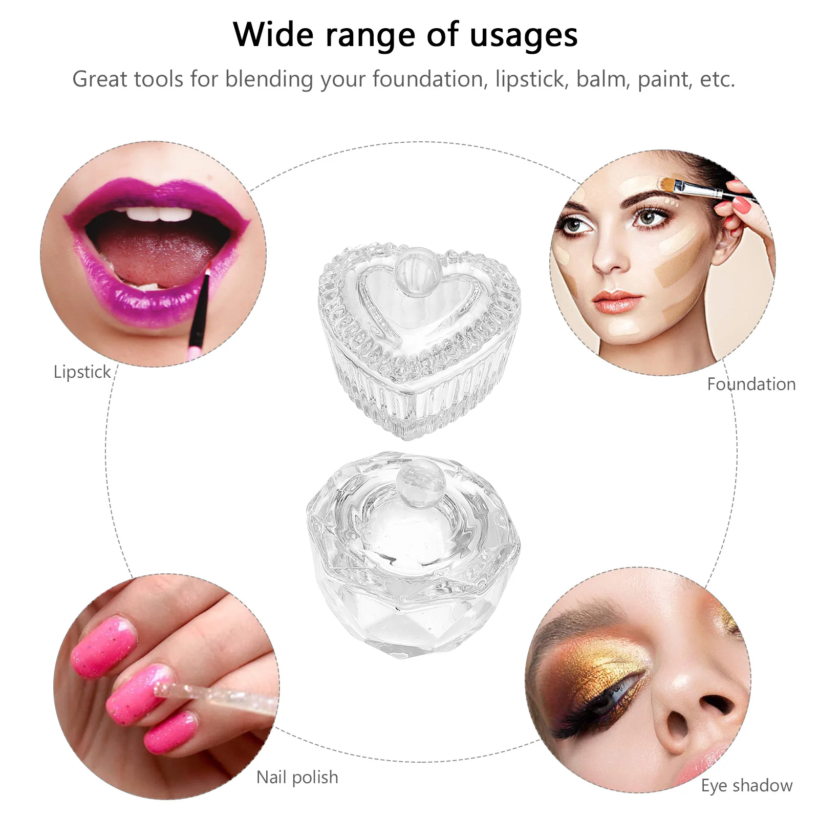 Tasse en cristal pour ongles, mélange de liquide et de poudre, verre, outil pratique, tasses en acrylique, 2 pièces