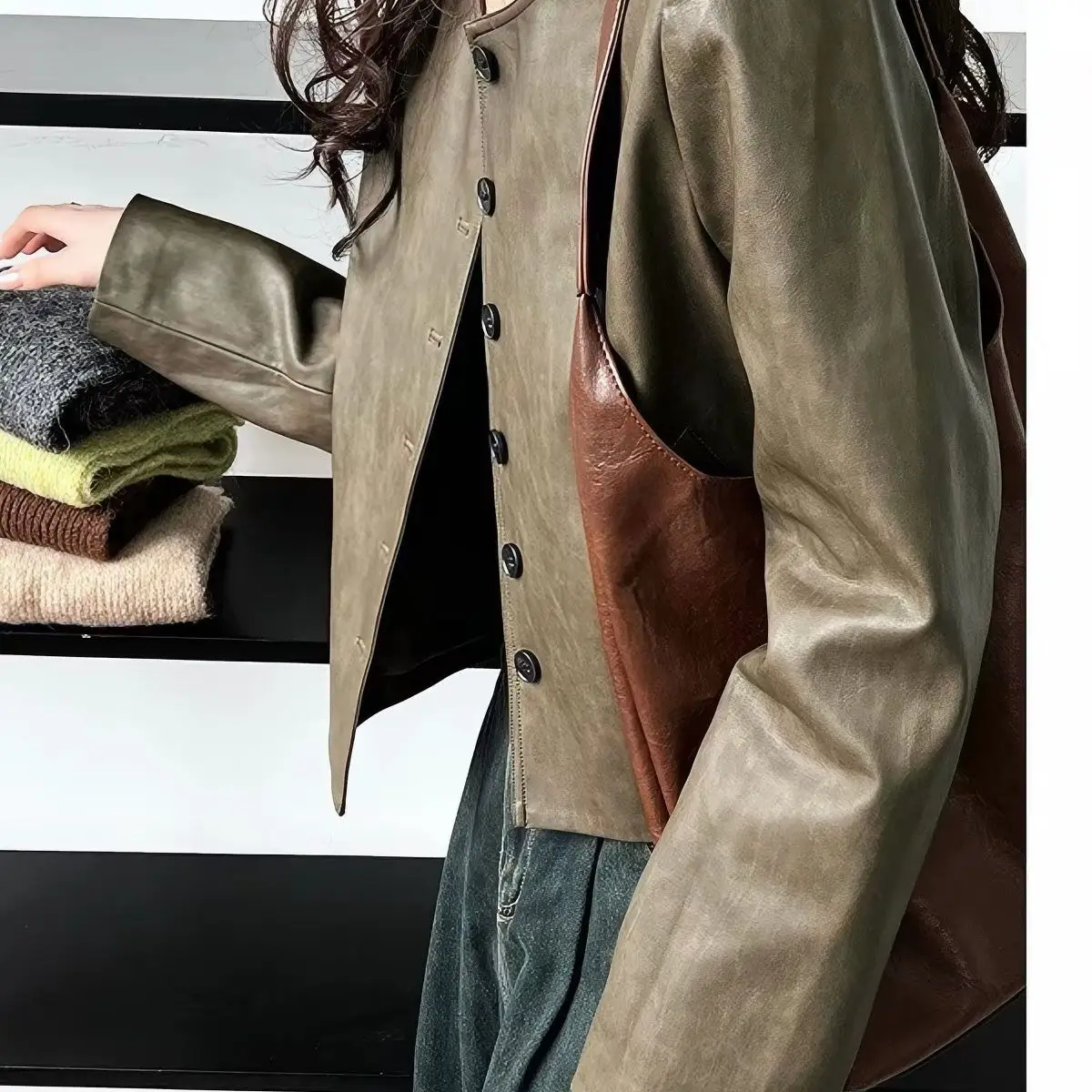 Women's Leather Jacket Spring Autumn Vintage PU Leather Jacket Biker Short Top Trend Faux Leather Coat High Quality Crop Jacket