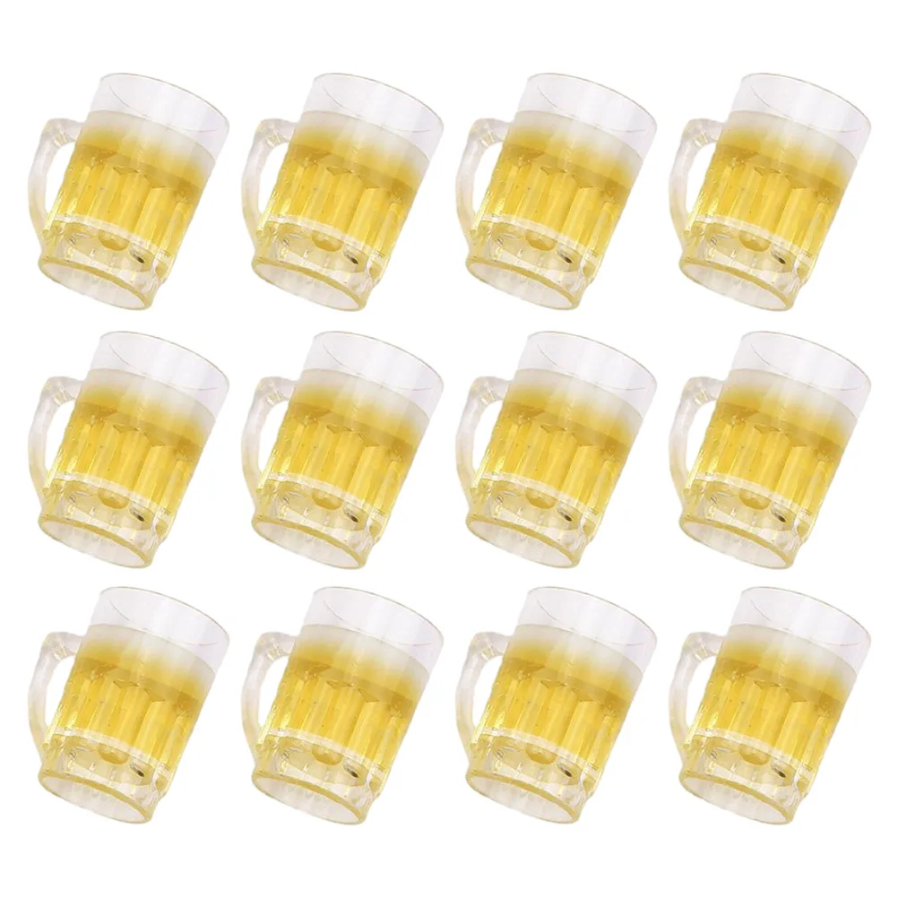 12 pezzi in miniatura tazza di birra tazze in resina realistiche per la decorazione della casa delle bambole accessori per la casa minuscola simulazione delle bevande puntelli per foto casa