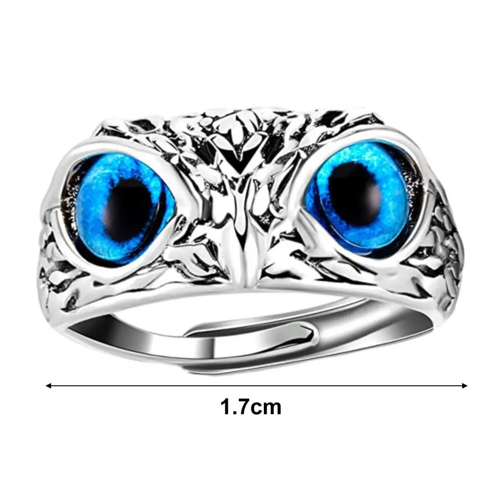 Women Ring Ultralight Adjustable Owl Ring with Big Eyes for Men Women Simple Style Engagement Wedding Jewelry Gift Silver Color