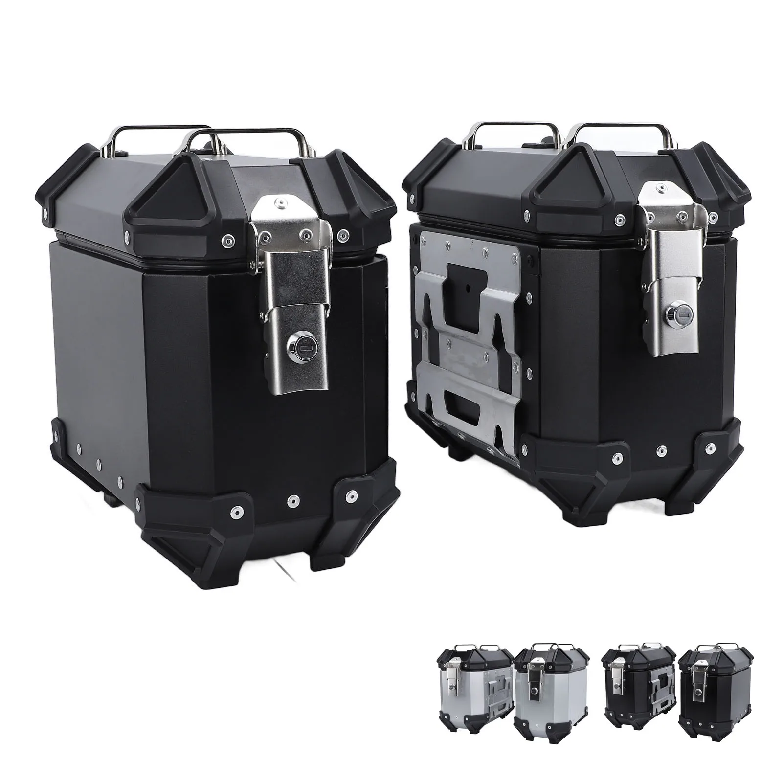 18L Motorcycle Side Case Aluminium Alloy Motorbike Hard Side Saddlebag Box with Safety Lock and Handle for Helmet Luggage
