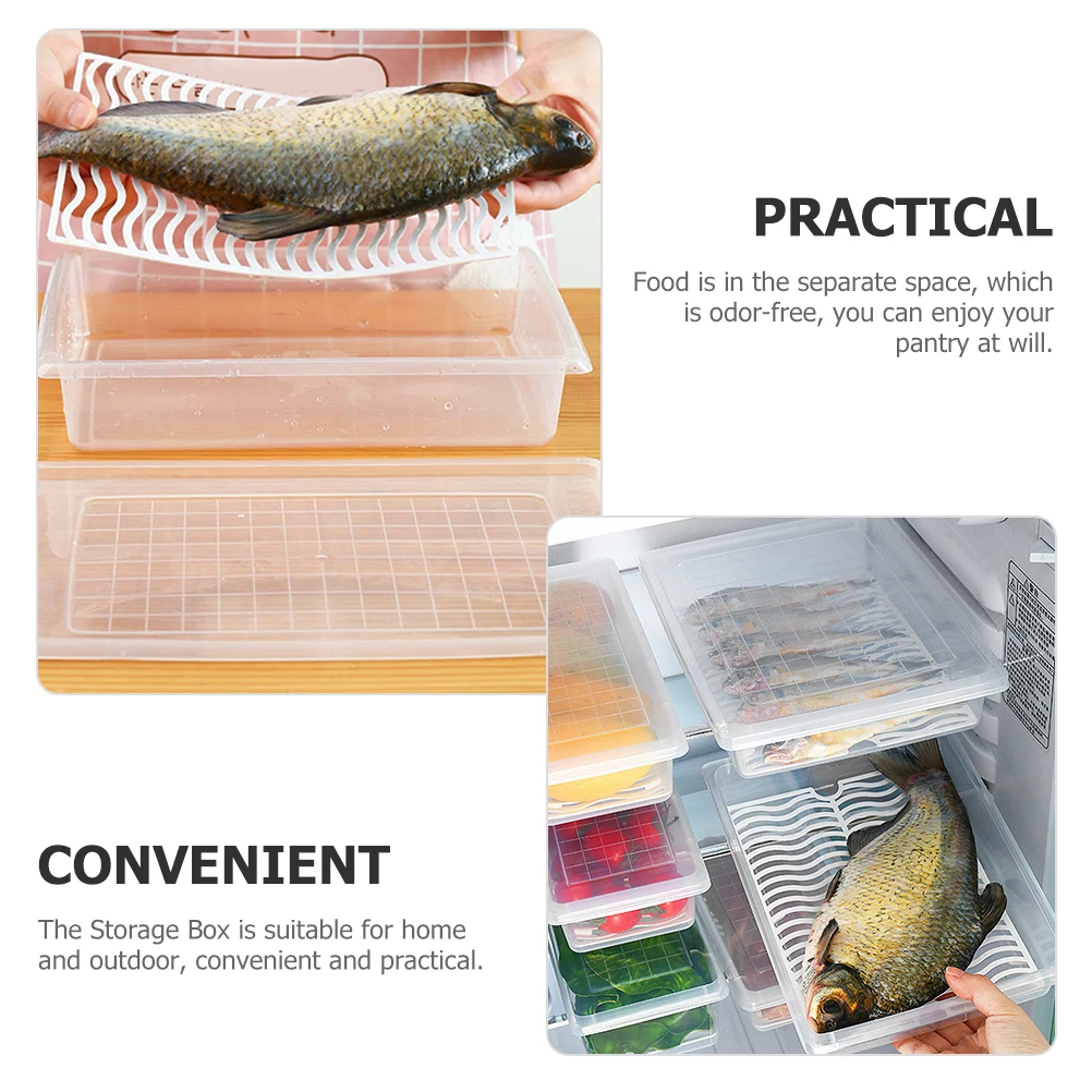 

2pcs Airtight Food Storage Containers For Fridge Stackable Leakproof Boxes With Drain Plate For Bacon Cheese Shrimp Pp Material