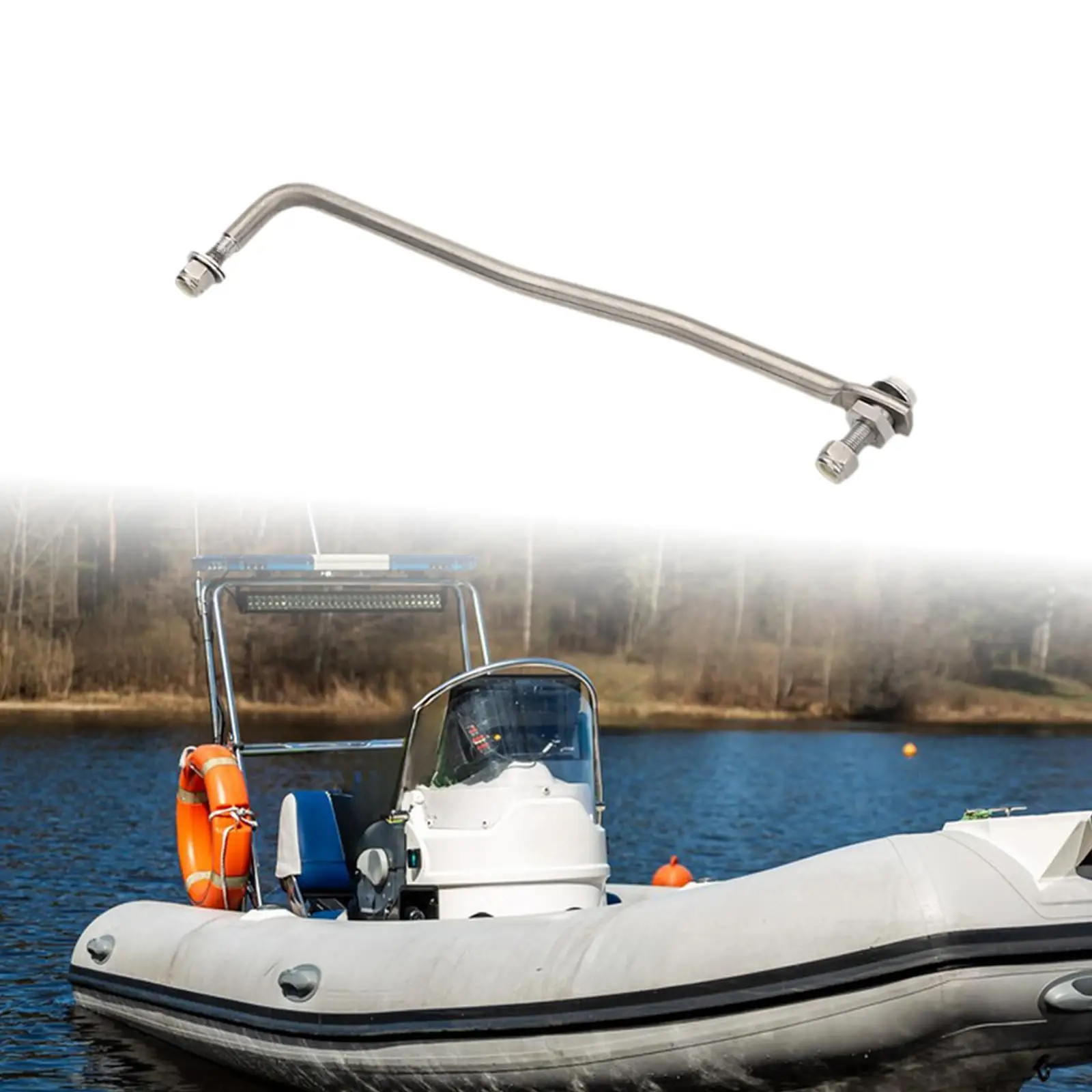 

65W-61350 Guide Rod Steering Guide Attachment Spare Parts Easy to Install Replace Stainless Steel for Outboard 30HP-60HP