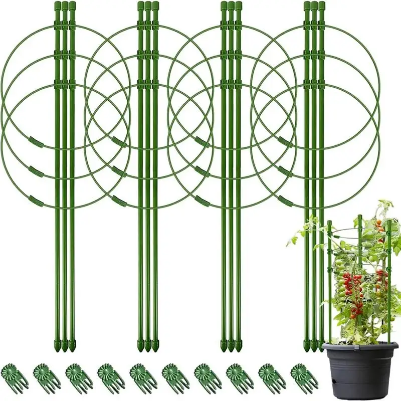 1/3/9 Pcs/set 3 Layers Plant Support Grow Stakes Round Plant Support Ring Plastic Plant Cage Holder Flower Pot Climbing Trellis