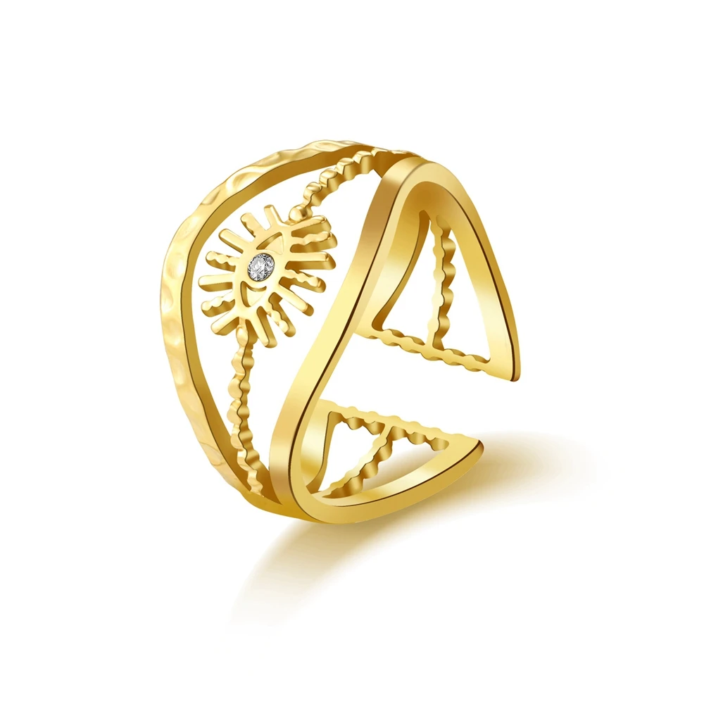 

WILD & FREE Boho Vintage Gold Color Stainless Steel Rings For Women Gothic Aesthetic Luxury Jewelry
