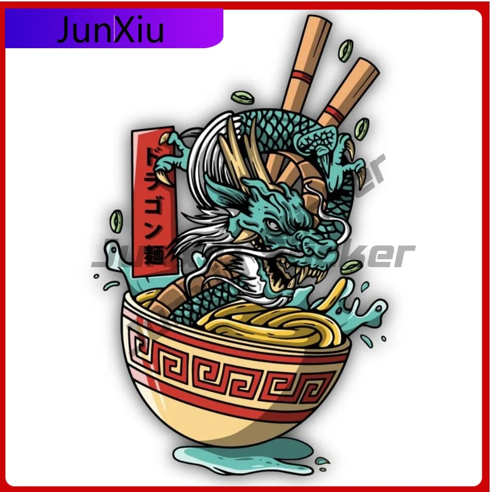 

Dragon With Ramen Noodles Shape Vinyl Sticker Cut To Shape Scratch-proof Accessories Japanese Art Japan Culture Gift Decal Cars