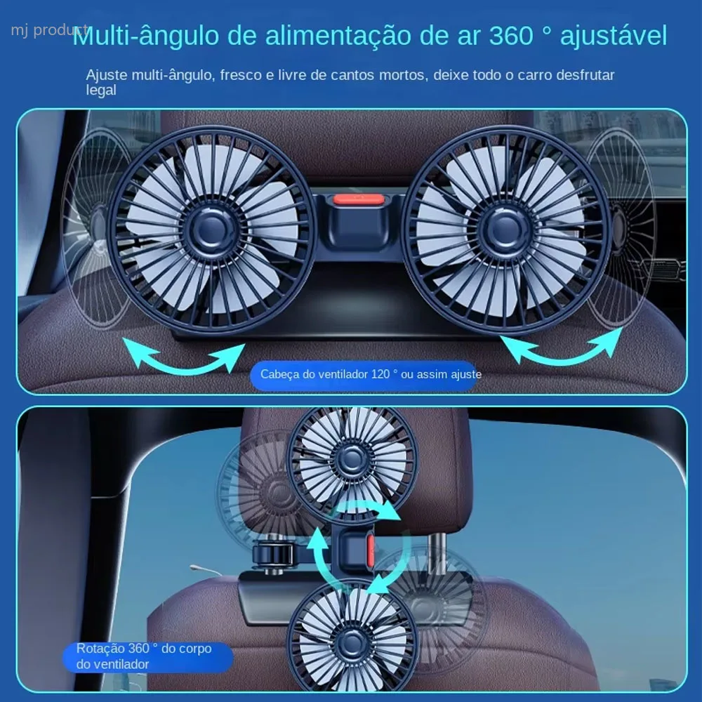 

2025 Новое 3-скоростное охлаждение заднего сиденья автомобиля n USB-зарядка Double-360 ° Вращающиеся для летних автомобильных аксессуаров