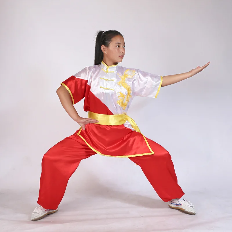 Martial Arts Performance Wear Children's Exercise Clothing Group Clothes Costume Kung Fu Short Sleeve Practice Sportswear