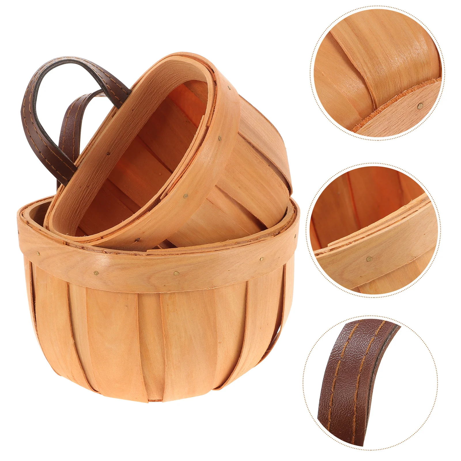 

2Pcs Bamboo Woven Hanging Basket Kitchen Wall Mounted Organizer Hanging Fruit Vegetable Plant Storage Decorative Basket