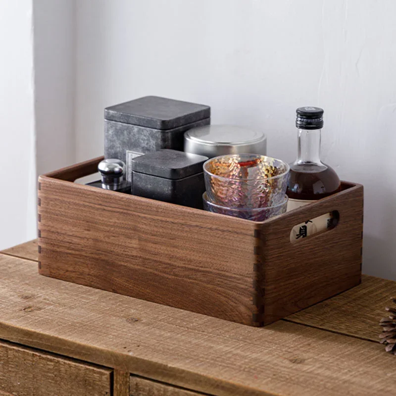 

Black Walnut Solid Wood Organizer Boxes Portable Storage Box Bottle Organizer Box Sundries Desktop Chinese Style Durable