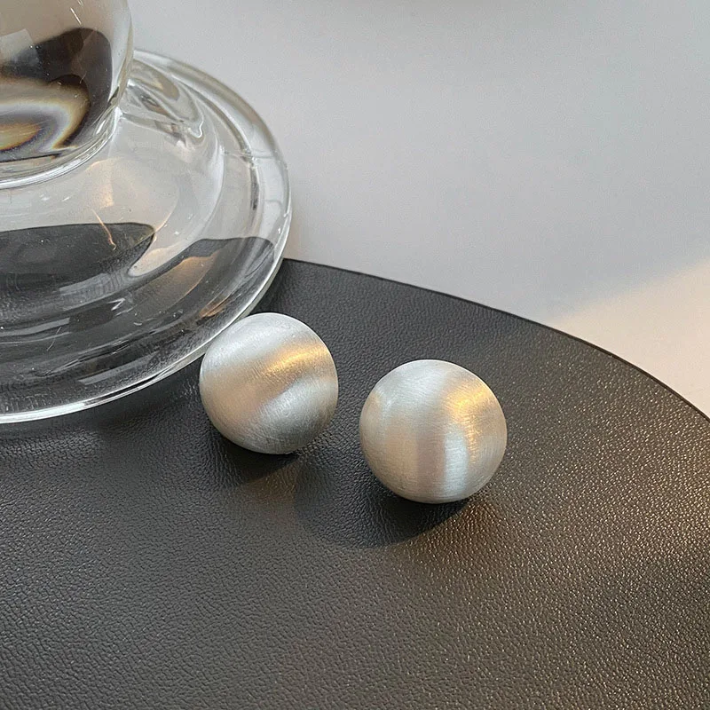 Punk Fashion Brushed Frosted Stud Earring Metal Semicircle Earrings for Women New Jewelry Christmas Party Gifts Accessories