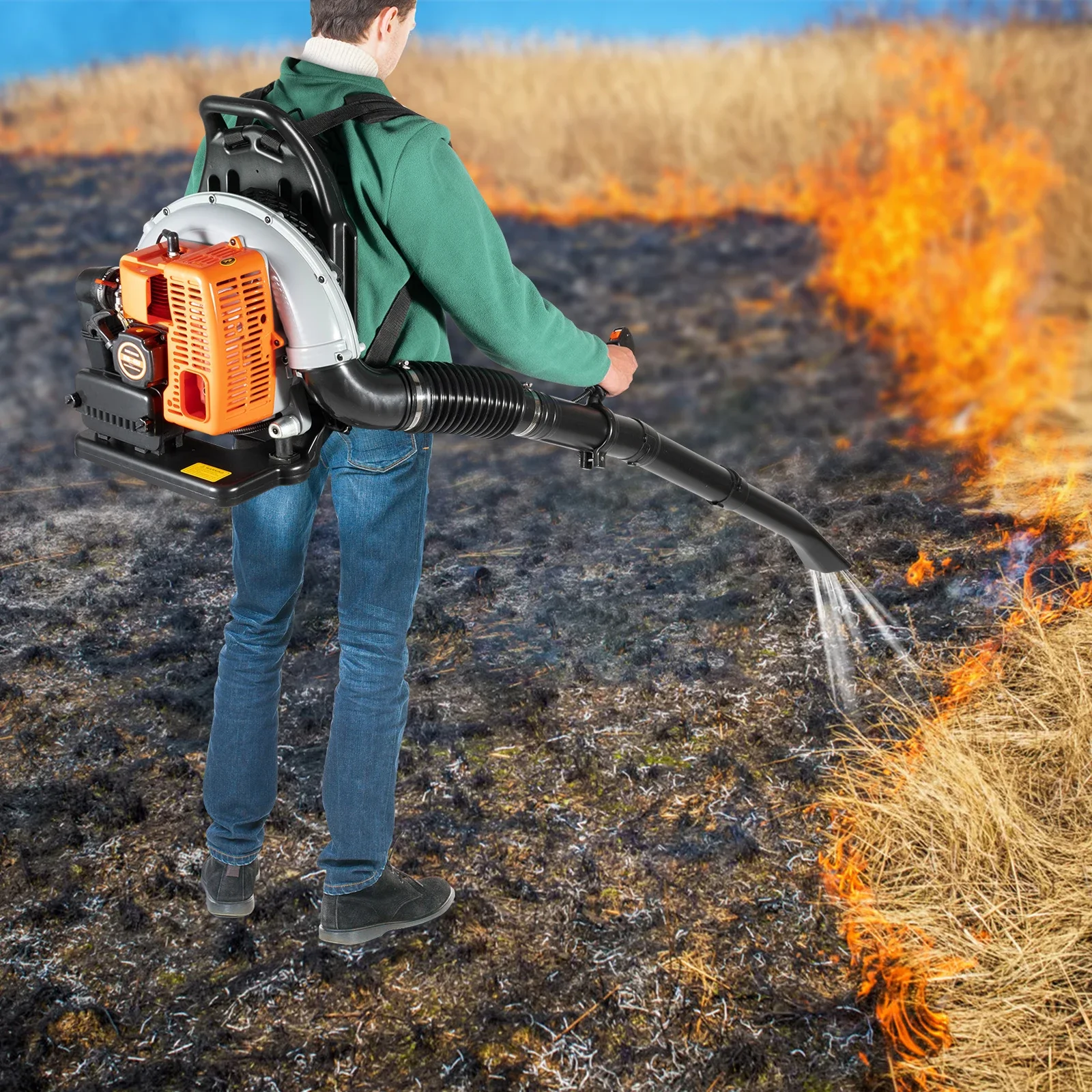 2024 Novo atualizado 63CC 2 tempos 850CFM 4.3HP Ventilador de folhas de gás com mochila comercial
