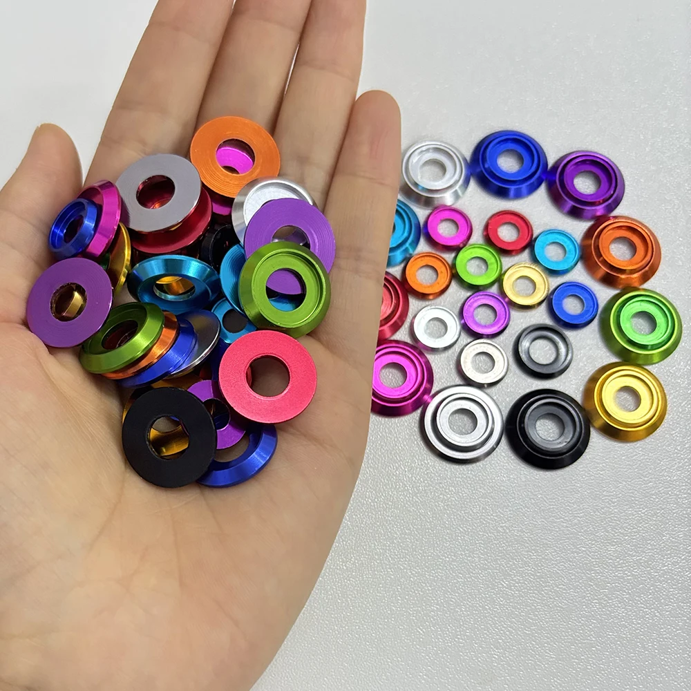 15 Stück Mehrfarbige Aluminium-Unterlegscheiben Eloxiert für Flachkopfschrauben Runde Unterlegscheiben M2 M2.5 M3 M4 M5 M6 M8 – Detail 9