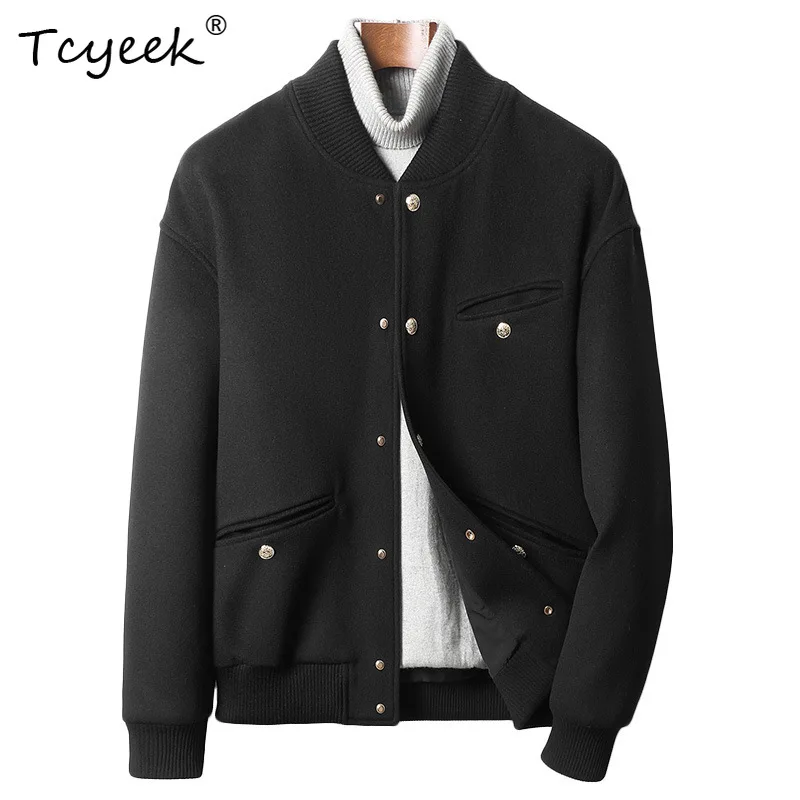 Tcyeek 80% Wool Coat Men's Autumn New Cozy Clothes Double-sided Woolen Jacket for Men Causal Loose Fit Style Short Coats Casacos