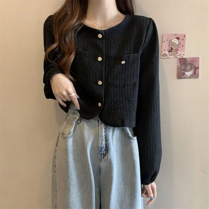 Autumn Women Trendy Chic Sweet Pockets Design Button Up Shirt Casual Kawaii Loose Blouse Solid Long Sleeve Tops Elegante Blusas