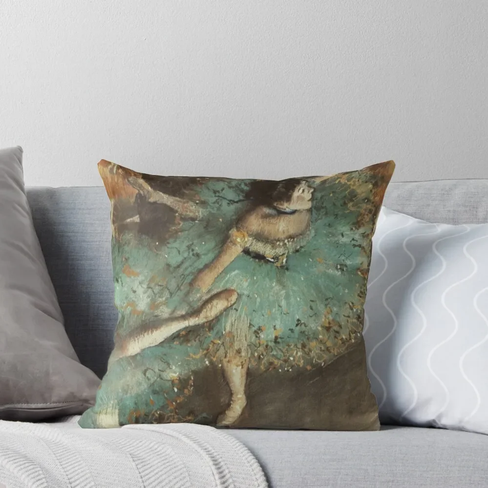 The green dancer - Edgar Degas - Dance ballet class painting Opera Paris Throw Pillow Room decorating items pillow