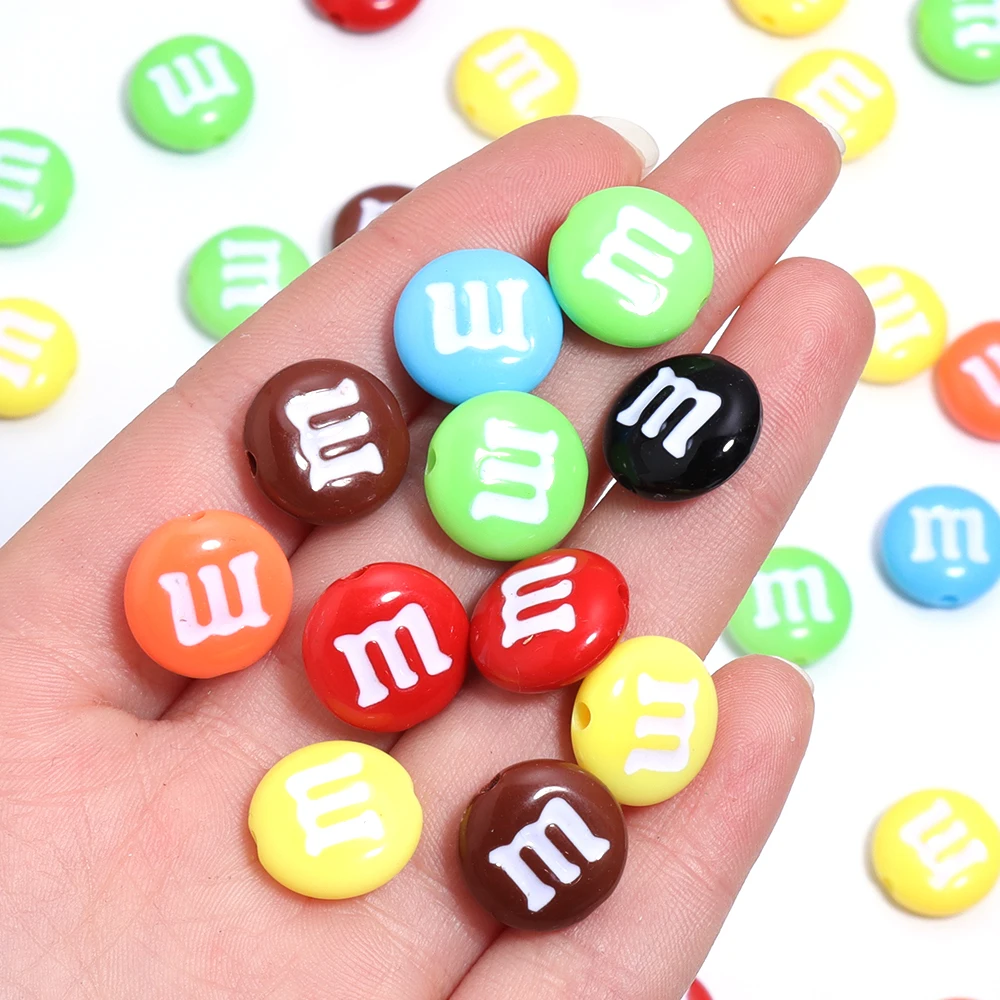 20Pcs/Lot 14cm Flat Round Acrylic Beads M Letter Beads Loose Spacer Beads For DIY Craft Ornament Making Clothing Finding Accesso
