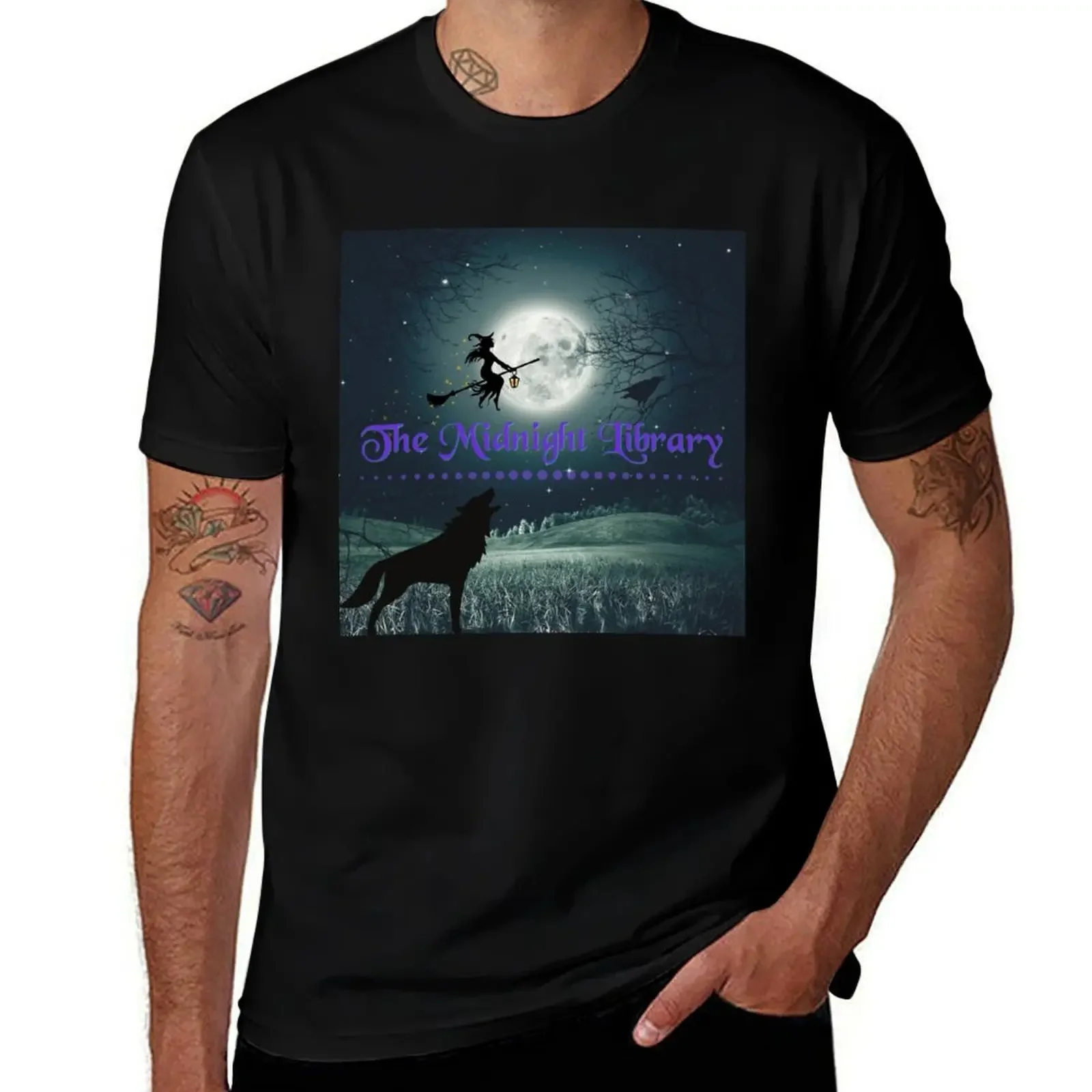 Midnight Library Spooky Nighttime Logo! T-Shirt cute clothes baggy shirts Men's clothing