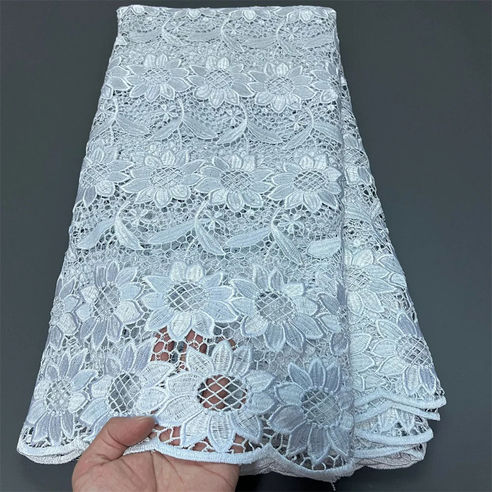 

2025 новейшее африканское нигерийское высокое качество с тюлем, кружевная ткань, гипюровое платье с вышивкой, блестки, 5 ярдов, ZJ041