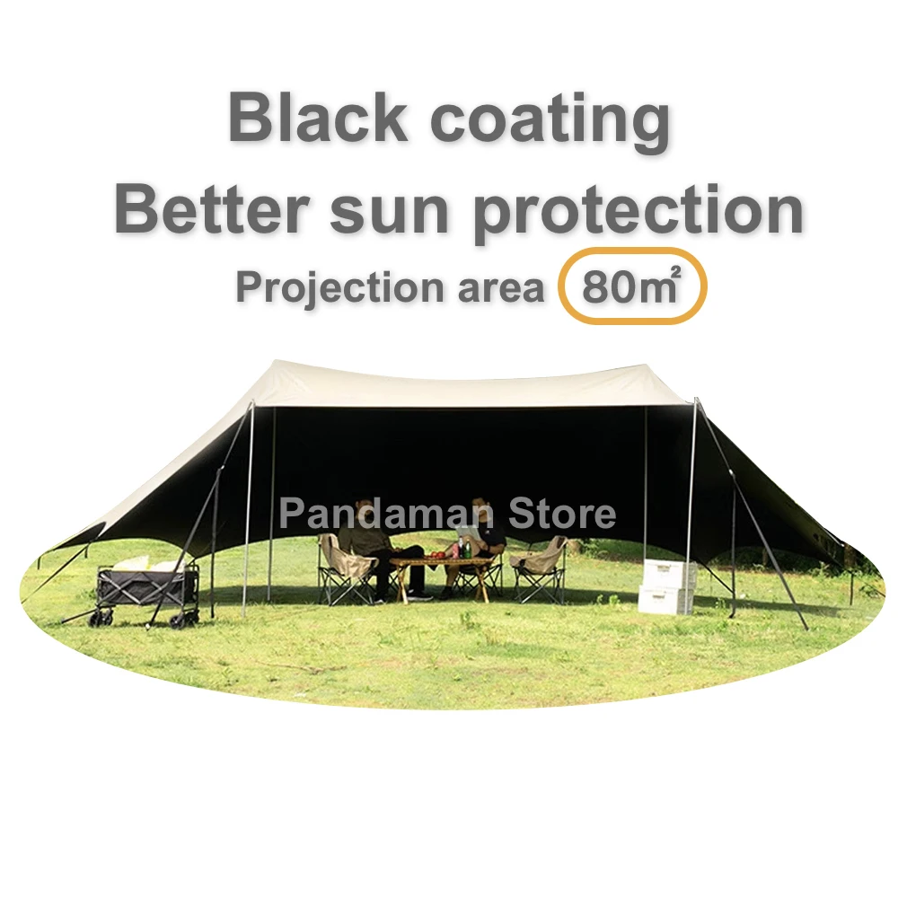 Outdoor black coated sun protection thickened family party shelter Super large and convenient to build awning Tarp