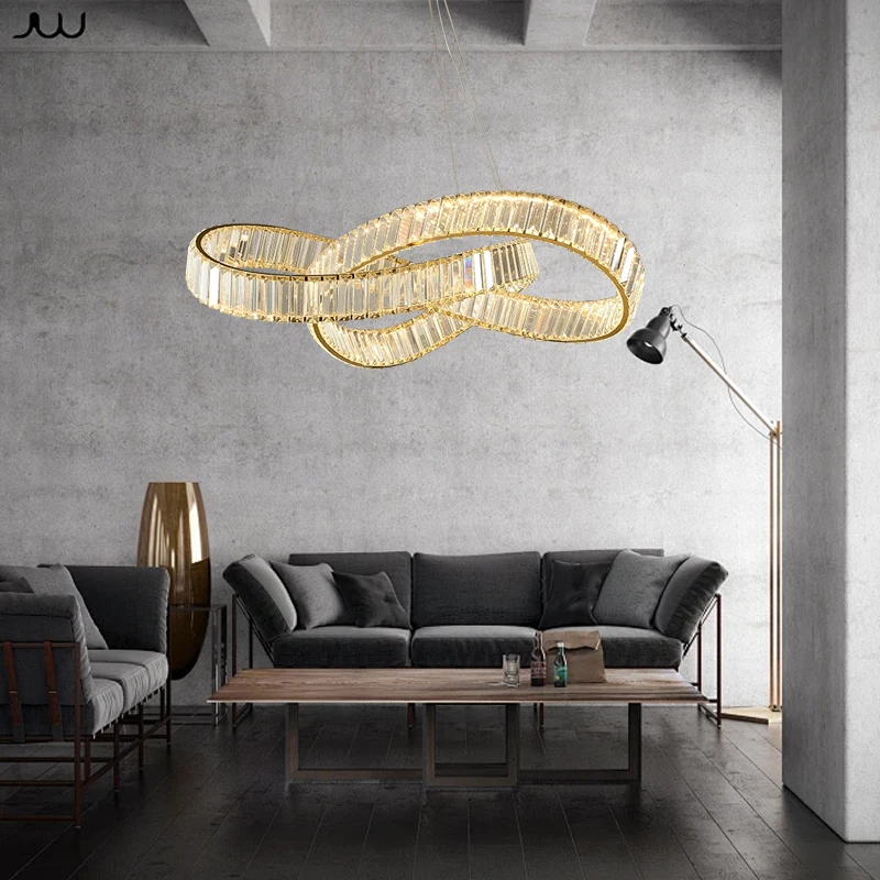Modern Creative Long Crystal Ceiling Chandeliers Nordic Minimalist Stylish Sleek Design Cristal