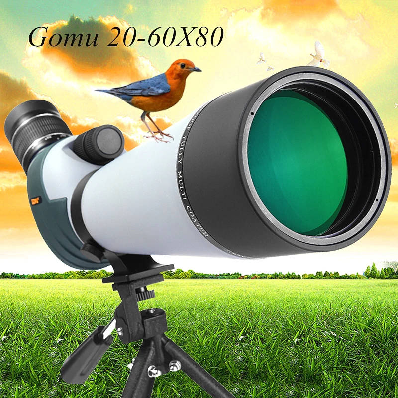 

Gomu 20-60x80 Zoom Monocular Telescope Powerful Spotting Scope BAK4 Big Eyepiece Dual Focus Optics Lens Tripod For Bird Watching