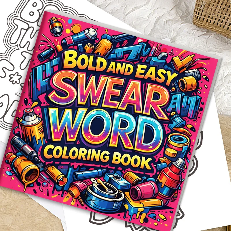 Libro para colorear con 32 páginas de palabras en mayúsculas y fáciles de escribir, para adultos, alivio del estrés, terapia artística, regalo antiestrés.