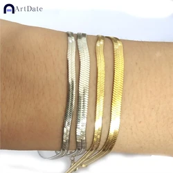 Women Trend Classic Snake Chain Bracelet Gold Color Width 2/3/4/5MM Stainless Steel Chain Bracelet For Women Jewelry Gift