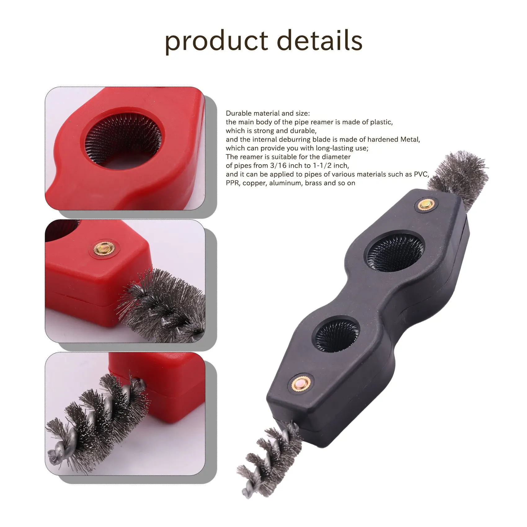 DT19-4 Pcs Copper Pipe Cleaner And Reamer Set Inner-Outer Reamer Pipe And Tube Deburring Reamer Chamfer Tool