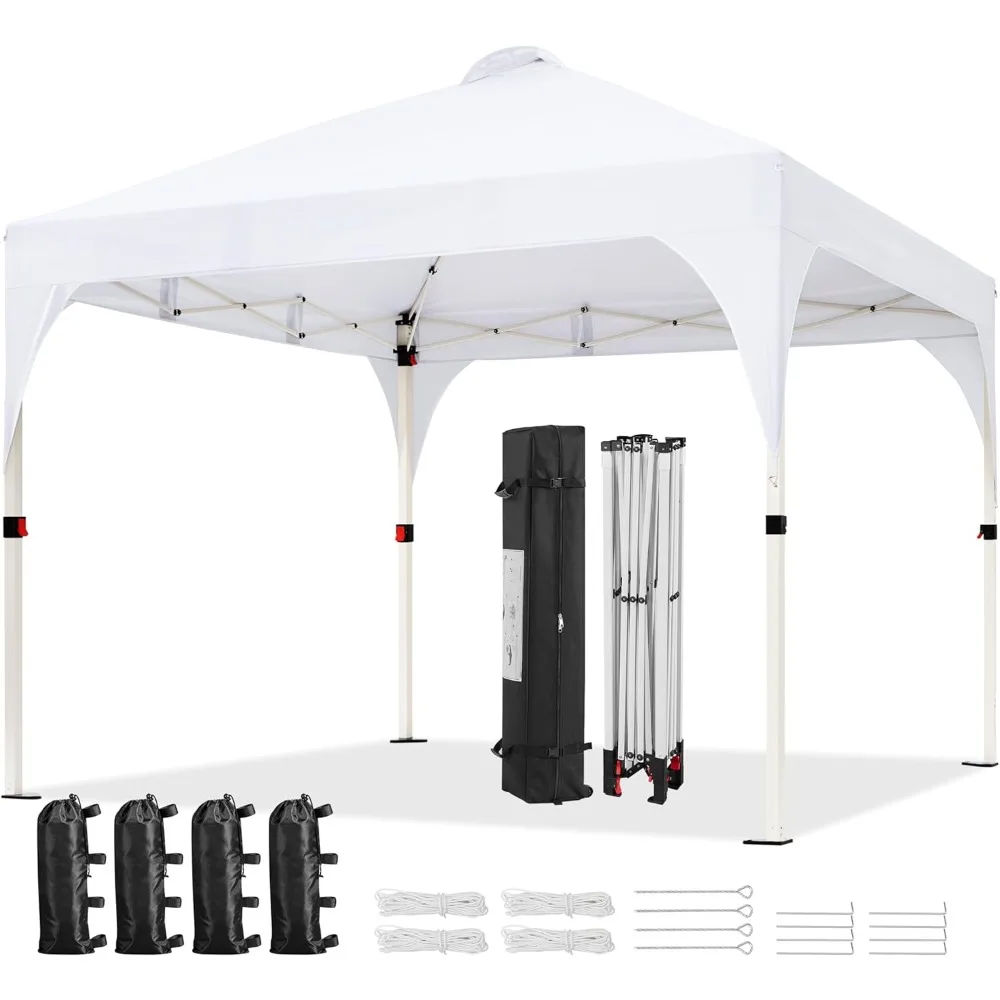 

10x10 Pop Up Canopy Tent with Vent, Easy Set Up Tent, Instant Sun Shelter Canopy with Wheeled Bag, 4 Sandbags, 12 Stak