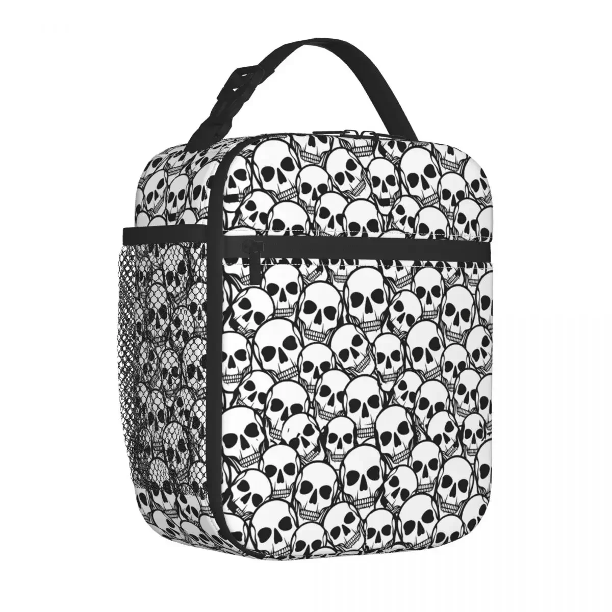 Skeleton Lunch Bag Skulls Print Picnic Lunch Box For Child Retro Print Thermal Tote Handbags Oxford Portable Zipper Cooler Bag