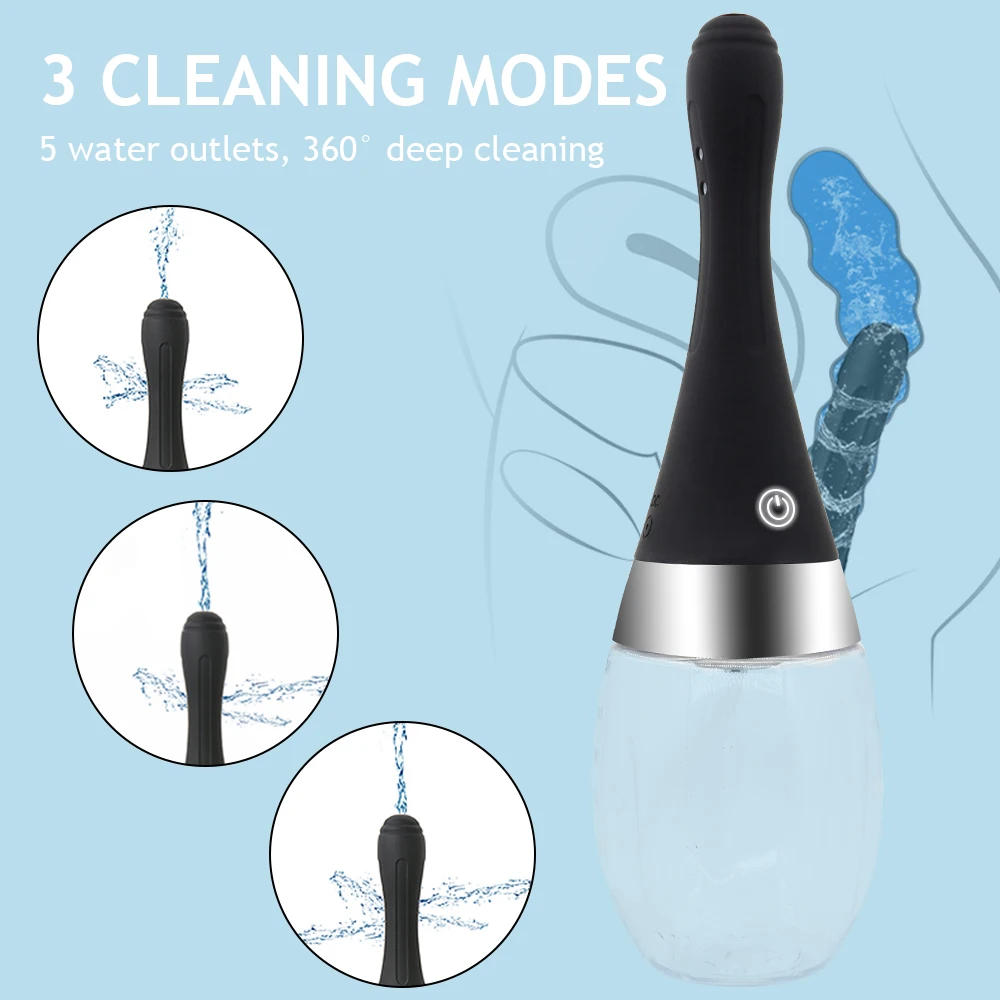 Automatic anal cleaner silicone automatic soft bass enema cleaning, vaginal and anal flushing enema device docking plug supplies