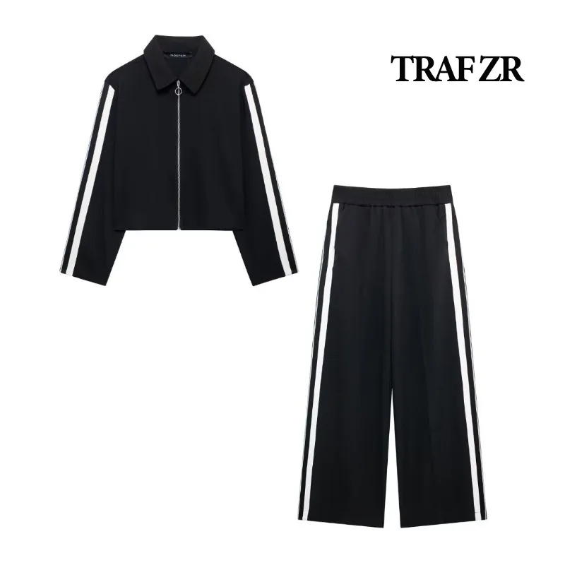 TRAF ZR Women\'s Set Two Pieces Women\'s Summer Suit Set Holiday Outfits Y2k Outfit Sets Autumn Sporty Pants Long Sleeve Sets