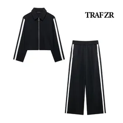 TRAF ZR Women's Set Two Pieces Women's Summer Suit Set Holiday Outfits Y2k Outfit Sets Autumn Sporty Pants Long Sleeve Sets