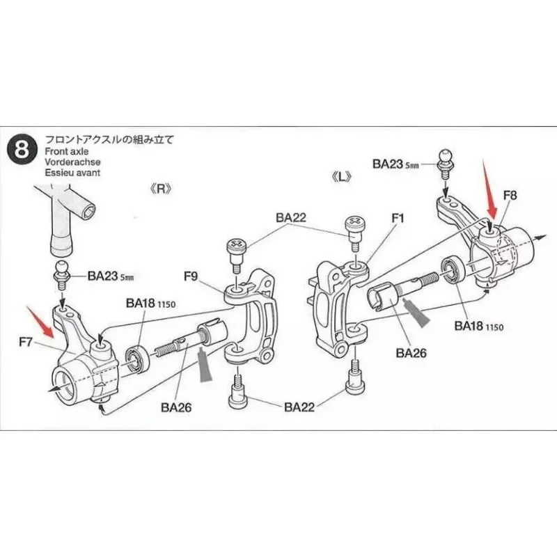 Eixos dianteiros verticais de alumínio para 1:10 RC Tamiya M05 M06 EP em acessórios de atualização de carro de estrada
