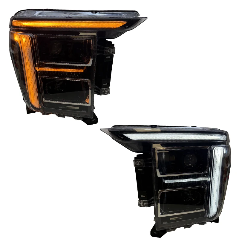 

Высококачественные светодиодные фары для Ford Raptor F150 2021-2023, 6000K, 12В, версия для США, передние фары с двумя линзами, улучшенная версия