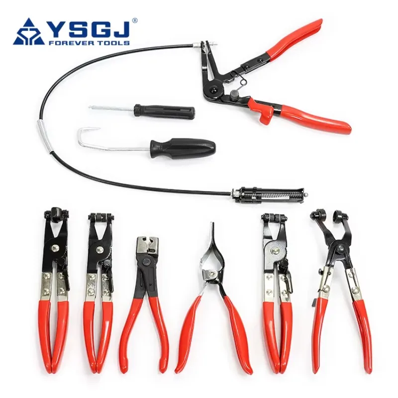 9 Uds alicates de abrazadera de manguera de largo alcance herramienta de abrazadera de manguera removedor de refrigerante automotriz calentador de radiador juego de alicates de abrazadera