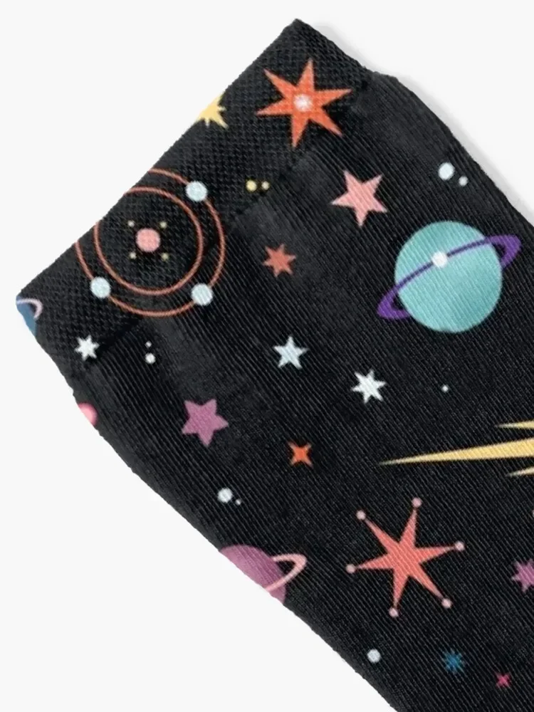 Fly Through Space Socks retrô floral meias femininas masculinas