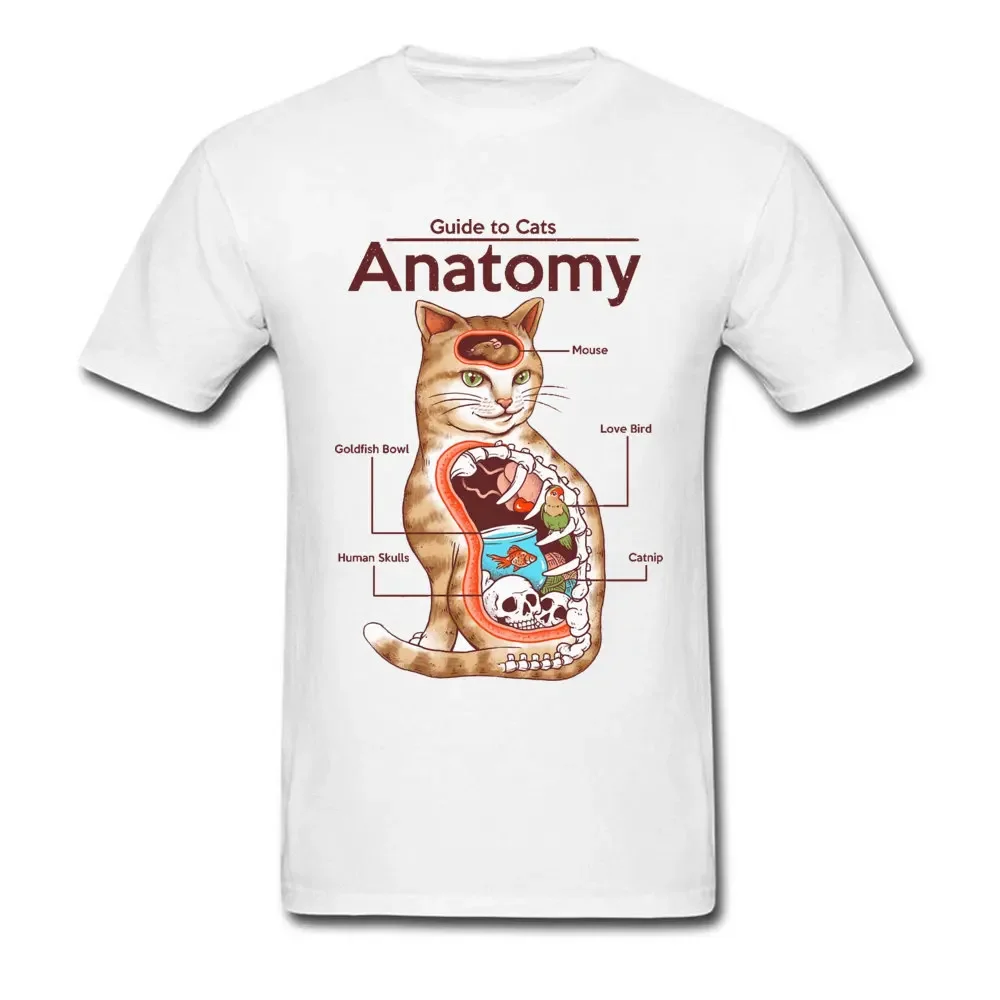 Anatomy Cat Biology Structure White Tshirt Men Skull Birds Mouse Summer Fall Brand New Tops & Tees Crew Neck Cotton Tee Shirts